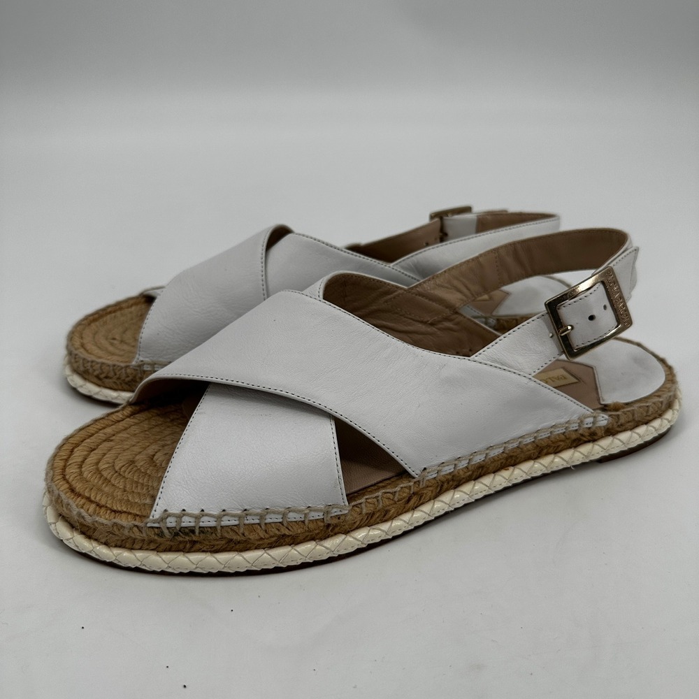 Paloma Barcelo White Leather Espadrille Slingback Sandals Spain Size 41 Summer